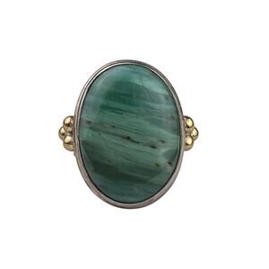 YS India Sterling Silver Ring Malachite Oval Size 8.5